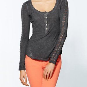 Free people Shell Stitch Lace Top long sleeve lace tee